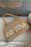 Shop_Bhavna Kumar_Gold Crystal Embellished Tote Bag_at_Aza_Fashions