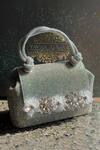 Shop_Bhavna Kumar_Silver Crystal And Flower Embellished Tote Bag_at_Aza_Fashions