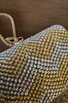 Shop_Bhavna Kumar_Gold Sequins Chevron Work Bag_Online_at_Aza_Fashions