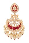 Buy_Moh-Maya By Disha Khatri_Gold Plated Diamonds, Pearls Moissanite Ruby Stone Encrusted Mor Jewellery Set _Online_at_Aza_Fashions