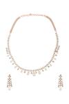 Shop_Moh-Maya By Disha Khatri_Gold Plated Pearls, Diamonds Moissanite Dew Encrusted Jewellery Set _at_Aza_Fashions