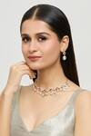 Buy_Moh-Maya by Disha Khatri_Gold Plated Diamonds, Stones Ornate Moissanite Ruby Encrusted Jewellery Set _at_Aza_Fashions