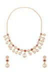 Shop_Moh-Maya by Disha Khatri_Gold Plated Diamonds, Stones Ornate Moissanite Ruby Encrusted Jewellery Set _at_Aza_Fashions