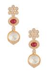 Moh-Maya by Disha Khatri_Gold Plated Diamonds, Stones Ornate Moissanite Ruby Encrusted Jewellery Set _at_Aza_Fashions