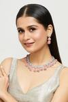 Buy_Moh-Maya By Disha Khatri_Silver Plated Zari, Stones Carol Bloom Zircon Encrusted Jewellery Set_at_Aza_Fashions