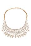 Shop_Moh-Maya By Disha Khatri_Gold Plated Zari Cosmic Zircon Encrusted Choker Jewellery Set _Online_at_Aza_Fashions
