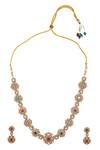 Shop_Moh-Maya By Disha Khatri_Gold Plated Stones Classic Victorian Fleur Encrusted Jewellery Set _at_Aza_Fashions