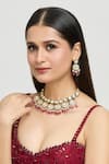 Buy_Moh-Maya By Disha Khatri_Gold Plated Metallic Thread, Beads Bloomy Meenakari Kundan Pearl Jewellery Set _at_Aza_Fashions