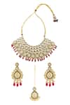 Shop Moh-Maya By Disha Khatri Gold Plated Metallic Thread, Stones Brienna Bloom Meenakari Kundan Jewellery Set at Aza Fashions Shop_Moh-Maya By Disha Khatri_Gold Plated Metallic Thread, Stones Brienna Bloom Meenakari Kundan Jewellery Set _at_Aza_Fashions