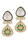 Shop_Moh-Maya By Disha Khatri_Gold Plated Metallic Thread, Symphony Emerald Meenakari Kundan Jewellery Set _Online_at_Aza_Fashions