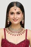 Buy_Moh-Maya by Disha Khatri_Gold Plated Metallic Thread, Beads, Lucia Trellis Meenakari Kundan Jewellery Set _at_Aza_Fashions