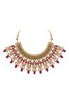 Buy_Moh-Maya by Disha Khatri_Gold Plated Metallic Thread, Beads, Lucia Trellis Meenakari Kundan Jewellery Set _Online_at_Aza_Fashions