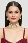 Moh-Maya by Disha Khatri_Gold Plated Pearls, Metallic Petite Drop Moissanite Kundan Choker Jewellery Set _Online_at_Aza_Fashions
