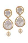 Shop_Moh-Maya by Disha Khatri_Gold Plated Pearls, Metallic Petite Drop Moissanite Kundan Choker Jewellery Set _Online_at_Aza_Fashions