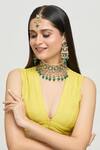 Buy_Moh-Maya By Disha Khatri_Gold Plated Metallic Thread, Surya Pakhi Meenakari Kundan Choker Jewellery Set_at_Aza_Fashions