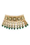 Buy_Moh-Maya By Disha Khatri_Gold Plated Metallic Thread, Surya Pakhi Meenakari Kundan Choker Jewellery Set_Online_at_Aza_Fashions