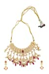 Shop_Moh-Maya by Disha Khatri_Gold Plated Kundan Elina Tulip Ruby And Jewellery Set _at_Aza_Fashions