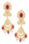 Moh-Maya by Disha Khatri_Gold Plated Kundan Elina Tulip Ruby And Jewellery Set _Online_at_Aza_Fashions