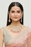 Buy_Moh-Maya by Disha Khatri_Gold Plated Kundan Elina Tulip Ruby And Jewellery Set 