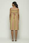 Shop_Abraham & Thakore_Multi Color 100% Cotton Twill Round Woven Striped Short Dress  _at_Aza_Fashions