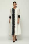 Buy_Abraham & Thakore_Ivory Chanderi Round Button Down Patch Pocket Kurta  _at_Aza_Fashions