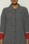 Abraham & Thakore_Black 100% Cotton Chettinad Checkered Pattern Button Down Shirt  _at_Aza_Fashions