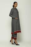 Buy_Abraham & Thakore_Black 100% Cotton Collared Checkered Pattern Shirt Kurta  _Online_at_Aza_Fashions