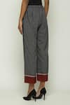 Shop_Abraham & Thakore_Black 100% Cottpn Checkered Pattern Straight Pant  _Online_at_Aza_Fashions