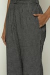 Abraham & Thakore_Black 100% Cottpn Checkered Pattern Straight Pant  _at_Aza_Fashions