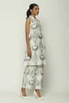 Buy_ABRAHAM AND THAKORE_Grey Silk Collared Ikat Ottoman Tulip Dress _Online_at_Aza_Fashions