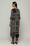 Shop_Abraham & Thakore_Black Chanderi Embroidered Lace Notched Tonal Trimmed Kurta  _at_Aza_Fashions