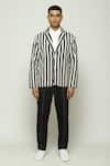 Buy_Abraham & Thakore_Black 100% Cotton Striped Jacket _at_Aza_Fashions