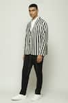 Shop_Abraham & Thakore_Black 100% Cotton Striped Jacket _Online_at_Aza_Fashions