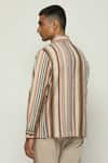 Shop_Abraham & Thakore_Multi Color 100% Cotton Engineered Twill Stripes Woven Balance Jacket _at_Aza_Fashions