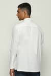 Shop_Abraham & Thakore_White 100% Cotton Poplin Ribbed Block Print Placket Shirt _at_Aza_Fashions