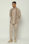 Buy_Abraham & Thakore_Multi Color 100% Cotton Engineered Twill Stripes Woven Balance Shirt  _at_Aza_Fashions