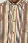 Abraham & Thakore_Multi Color 100% Cotton Engineered Twill Stripes Woven Balance Shirt  _Online_at_Aza_Fashions