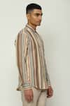 Buy_Abraham & Thakore_Multi Color 100% Cotton Engineered Twill Stripes Woven Balance Shirt  