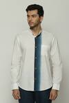 Buy_Abraham & Thakore_White 100% Cotton Poplin Ombre Placket Shirt _Online_at_Aza_Fashions