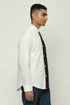 Buy_Abraham & Thakore_White 100% Cotton Poplin Ombre Placket Chinese Collar Shirt  