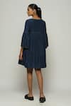 Shop_Abraham & Thakore_Blue 100% Silk Habutai Embellished Mirror Round Tiered Dress _at_Aza_Fashions