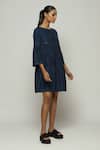 Buy_Abraham & Thakore_Blue 100% Silk Habutai Embellished Mirror Round Tiered Dress _Online_at_Aza_Fashions