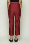 Buy_Abraham & Thakore_Wine Chanderi Solid Trouser _Online_at_Aza_Fashions