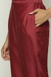 Shop_Abraham & Thakore_Wine Chanderi Solid Trouser _Online_at_Aza_Fashions