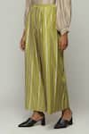 Abraham & Thakore_Green Chanderi Embellished Lace Trouser _Online_at_Aza_Fashions