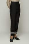 Buy_Abraham & Thakore_Black Chanderi Lace Embellished Hem Trouser _Online_at_Aza_Fashions