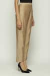 Buy_Abraham & Thakore_Beige Chanderi Plain Trouser  _Online_at_Aza_Fashions