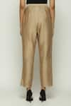 Shop_Abraham & Thakore_Beige Chanderi Plain Trouser  _Online_at_Aza_Fashions