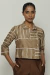 Buy_Abraham & Thakore_Beige Chanderi Embellished Lace Shirt Collar _Online_at_Aza_Fashions