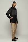 Buy_Abraham & Thakore_Black Chanderi Embellished Beads Shirt Collar Dash  _Online_at_Aza_Fashions